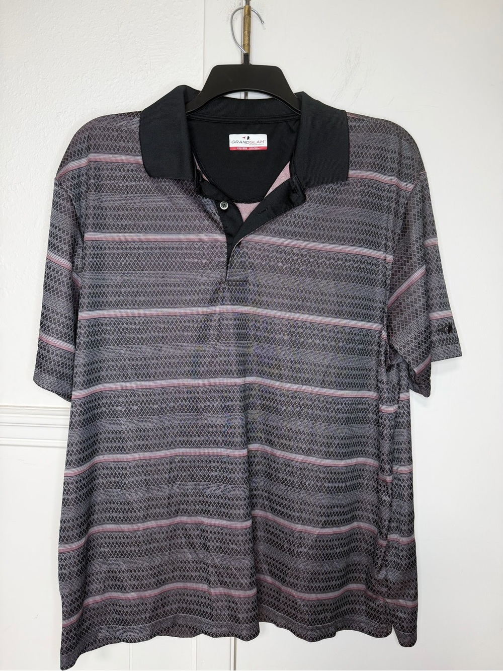Grand Slam Men's Black & Gray Striped Golf Polo XXL
